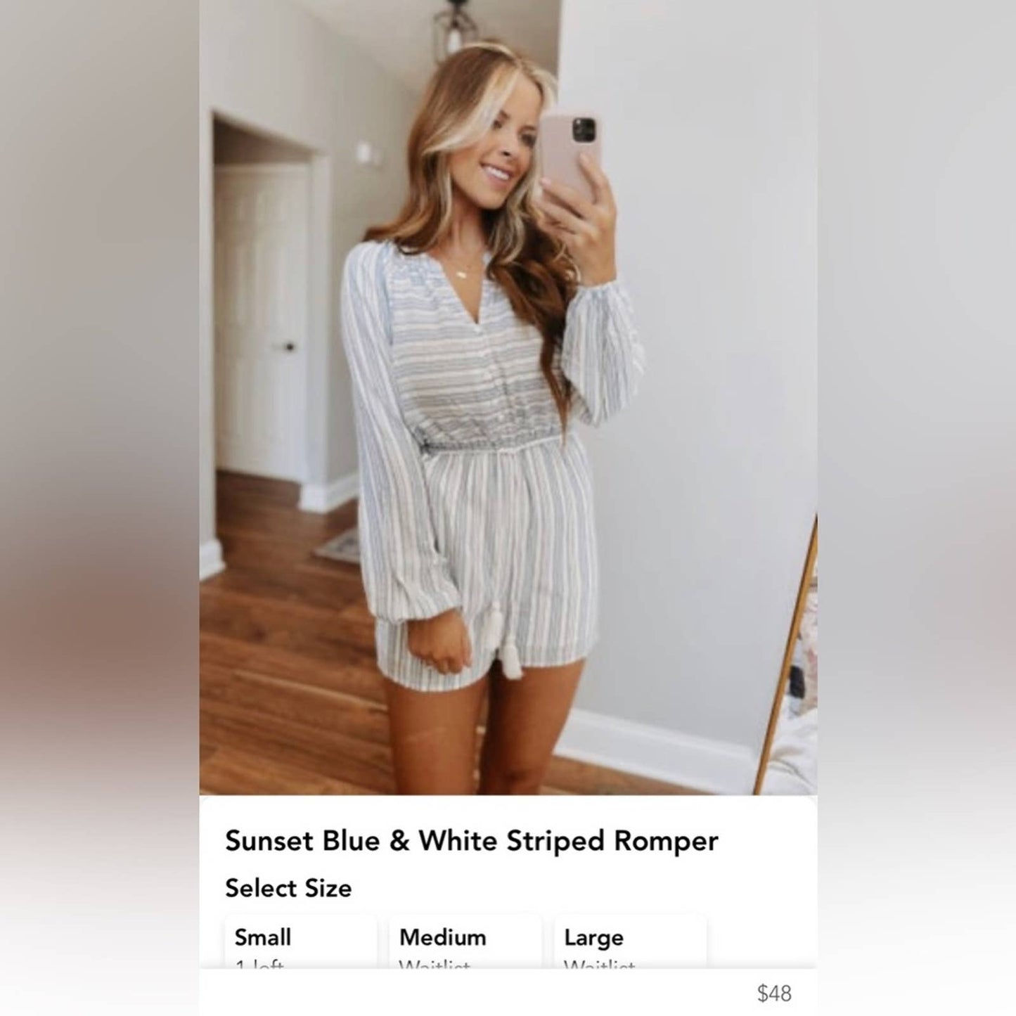 Hem & Thread blue sunset and white romper SZ LG