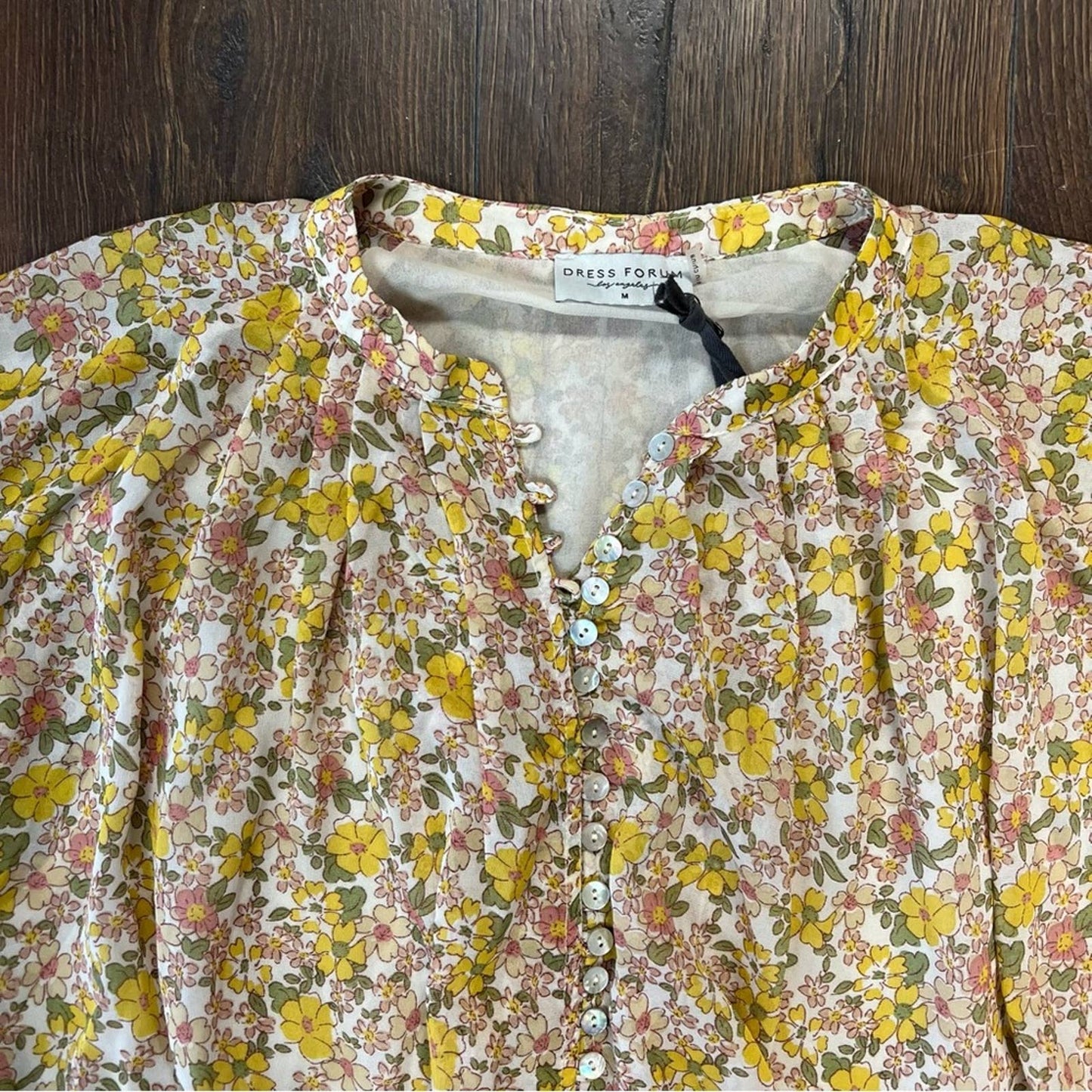 🆕 Dress forum pink/yellow floral blouse SZ MED