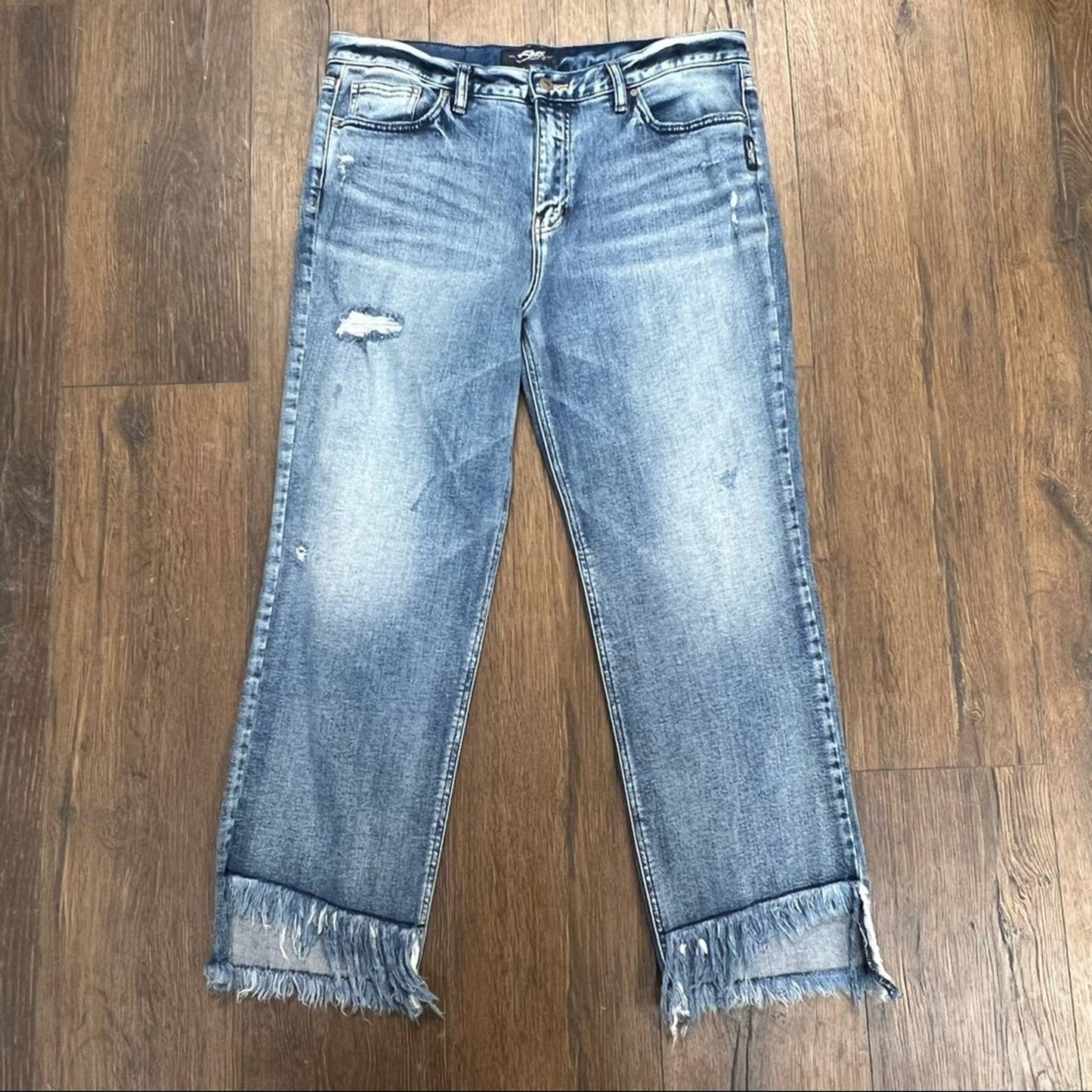 Silver jeans distressed vintage ankle straight SZ 32/12