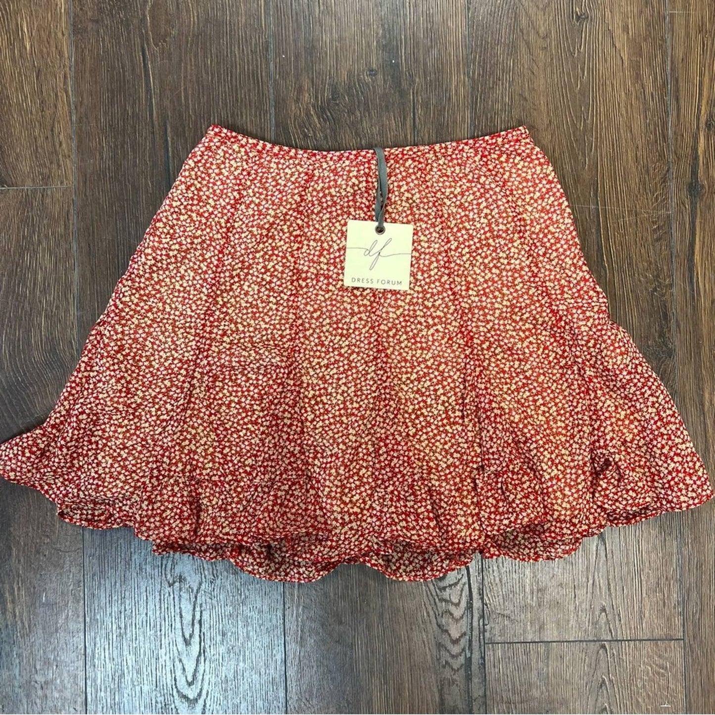 🆕 Dress forum red floral ruffled mini skort SZ LG