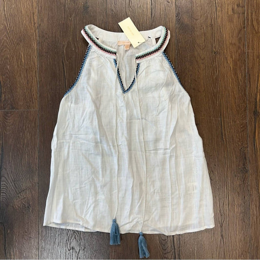 🆕 Skies are blue white tassel tank SZ XS
